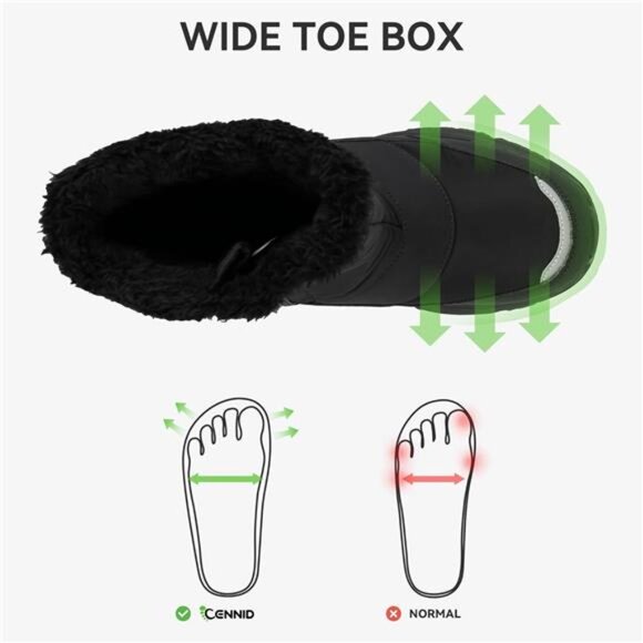 Women's Waterproof Winter Snow Boots Warm Fur Lined Wide Booties Mid Calf - Picture 5 of 7